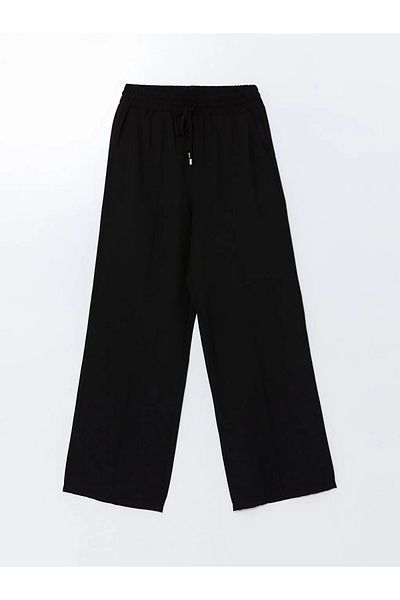 LC Waikiki Lcw Modest Black Elastic Waist Wide Leg Women's Trousers