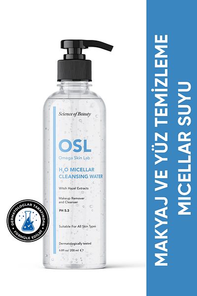 OSL Omega Skin Lab H2O Micellar Cleanser Water - 200ml Makeup and Facial Cleansing Water