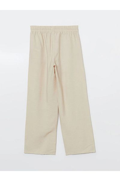 LC Waikiki Γυναικείο παντελόνι LCW Modest Beige με ελαστική μέση με φαρδύ πόδι