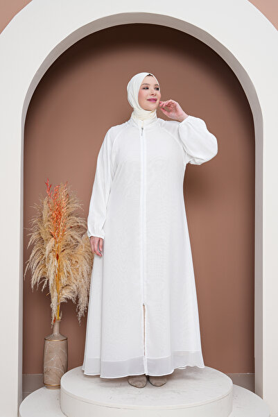 GigiTex Chiffon Prayer Holder - Cream, Hajj Umrah, Double Layer, Regular Size, 36-46 Length 1.45 cm