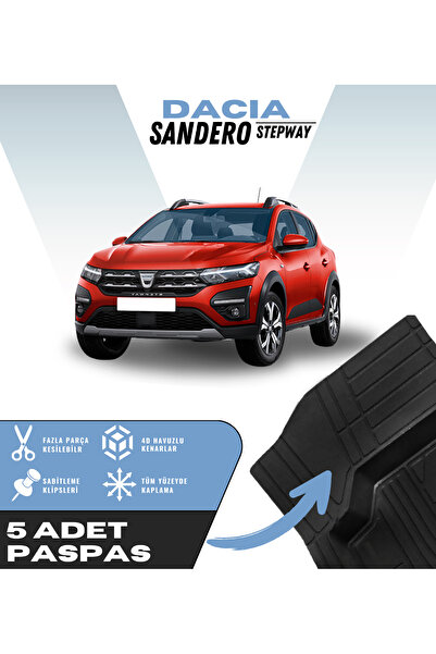 Kingstar Dacia Sandero Stepway 5'li Paspas Seti Yüksek Kalite Kesilebilir Uni...