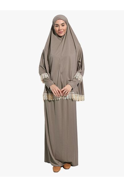 DAKKA KADİMA Lace Prayer Dress - Two Piece Jersey Mink