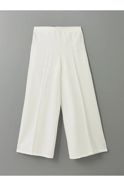 LC Waikiki Lcw Modest Ecru Women's Pleated Pants with Elastic Waist