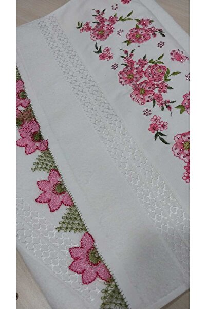 Papatyam El İşi Çeyizlik Çift Taraflı İğne Oyası İşlemeli Havlu El Örgüsü/İğne Oyalı/El Yapımı/El işlemesi/