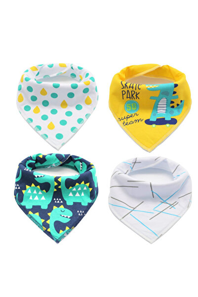 Little Story طقم مريلة من 4 قطع بتصميم باندانا - ديناصور