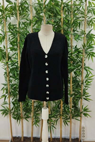 Mossta Black Soft Cardigan - Long Sleeve and Buttons