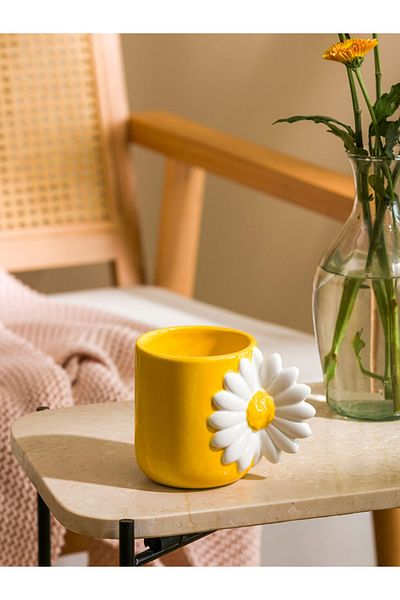 LC Waikiki Lcw Home Orange Floral Pattern Ceramic Mug 320 ml