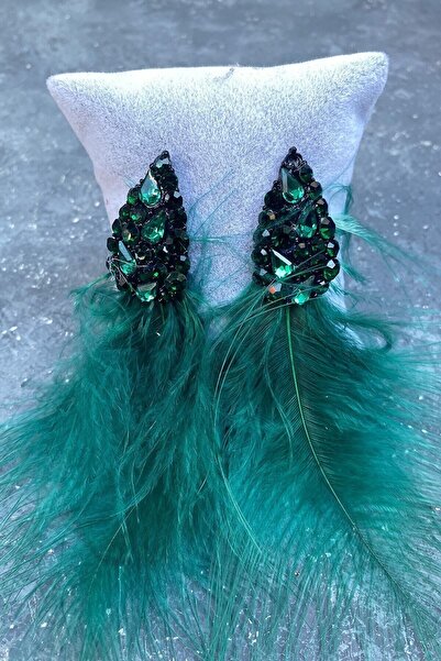 Hobigram Yeşil Taşlı Şık Düğün Kına Küpesi – Kadın Aksesuar Takı Seti Zarif A...