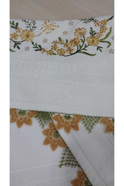 Papatyam Handcrafted Dowry Double Sided Needlepoint Embroidered Towel