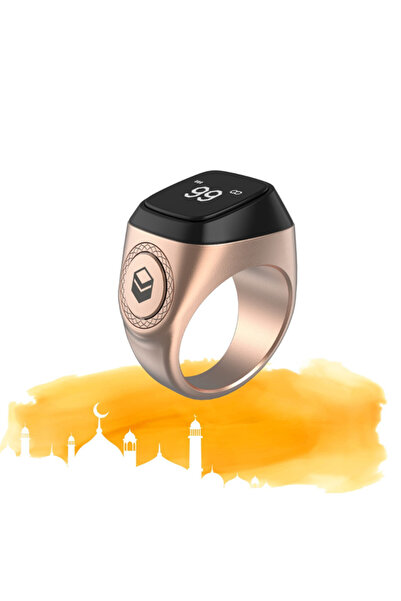 iqibla خاتم ألومنيوم ذكي للتسبيح الذكر - ذهبي وردي - 18 ملم
