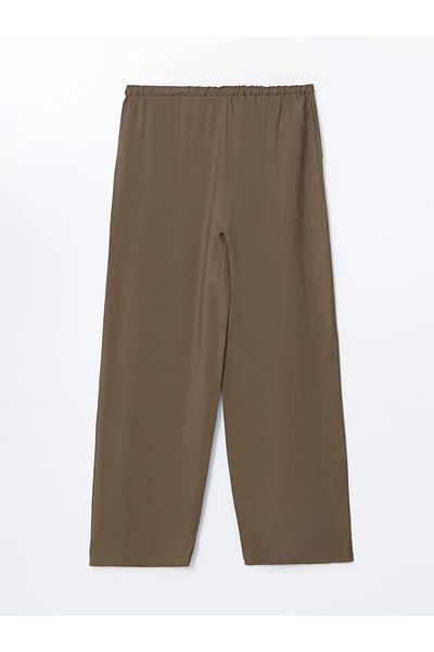 LC Waikiki Lcw Modest Khaki Women's Wide Leg Pants with Elastic Waist