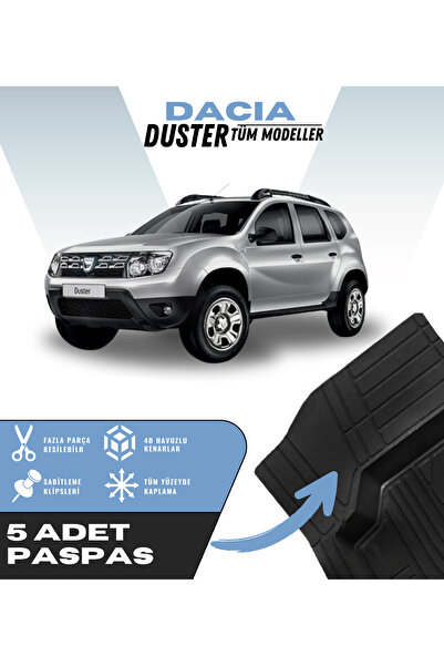 Kingstar Dacia Duster Tüm Modeller 5'li Paspas Seti Yüksek Kalite Kesilebilir...