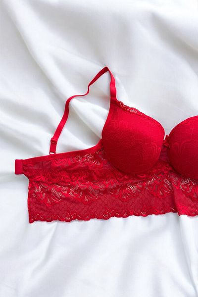 BLİSS WEAR FASHION Women's Lace Detailed Supported Bra Panty Set