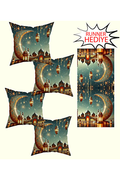 Şah Dekor Ramadan Kareem šara džamije, 4-dijelna digitalno štampana navlaka z...