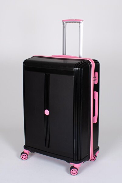 Travel POLO Büyük Boy Kırılmaz Valiz Siyah Fuşya 1018