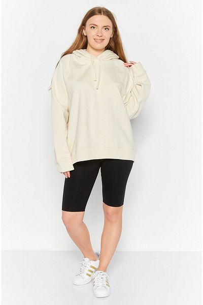 NAH/ Studio Women Hooded Plain Sweatshirts, Beige