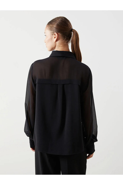 LC Waikiki LCWAIKIKI Classic Siyah Loose Fit Kadın Gömlek