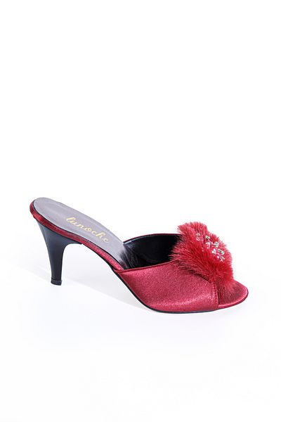 Lunoche Nightwear Papuci de zestre pentru femei din piatră cu pene burgundă Papuci de casă eleganti de zi cu zi Papuci de mireasă pentru oaspeți de naștere