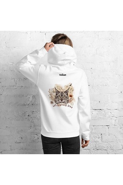 aynewmoda Mountain Cat Printed Hooded Oversize Sweatshirt