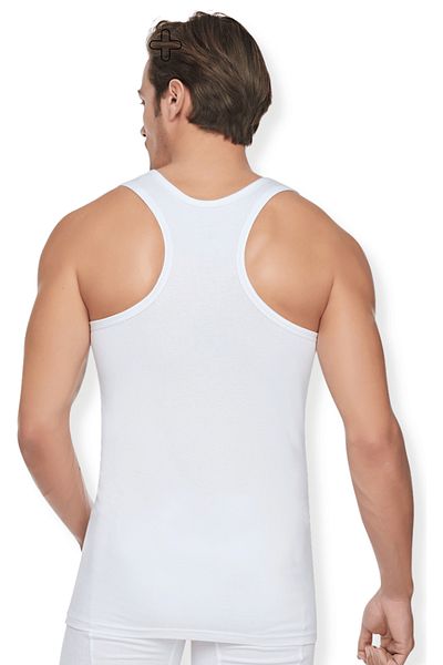 Pamuksu Tutku 0118 Men's White Rib Sports Undershirt - Pack of 3
