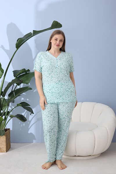SEBOTEKS Women's 100% Cotton Short Sleeve Plus Size Pajamas Set 50200