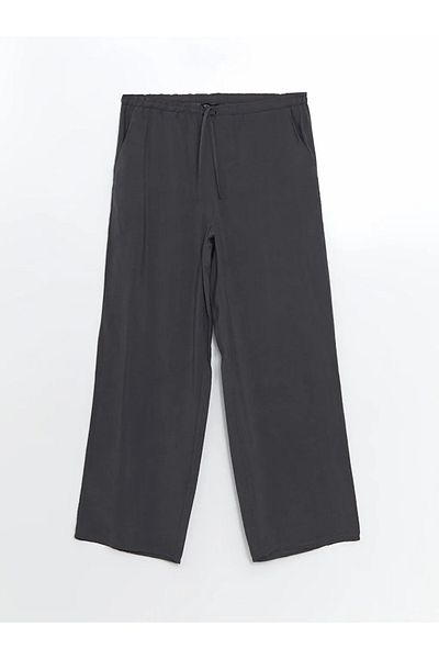 LC Waikiki Lcw Modest Anthracite Women's Wide Leg Pants with Elastic Waist