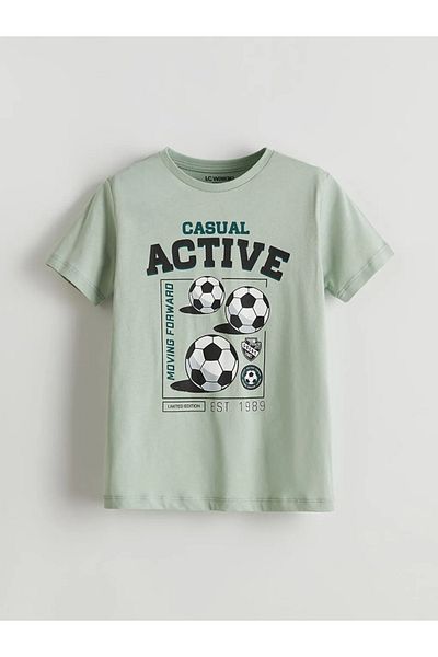 LC Waikiki Σετ πιτζάμες LCW Kids Green Crew Neck Boy με σορτς