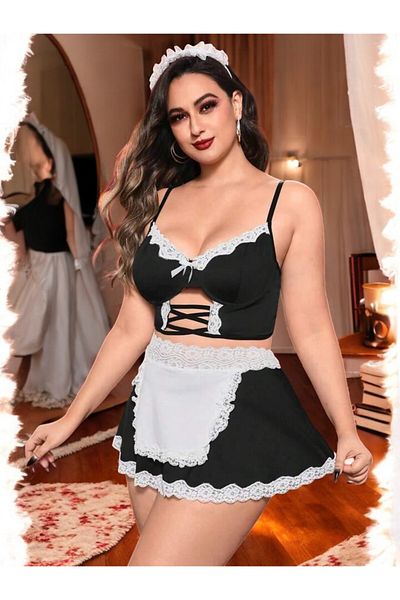 DOSESA Women's Plus Size Black Nightgown