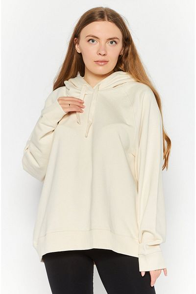 NAH/ Studio Women Hooded Plain Sweatshirts, Beige