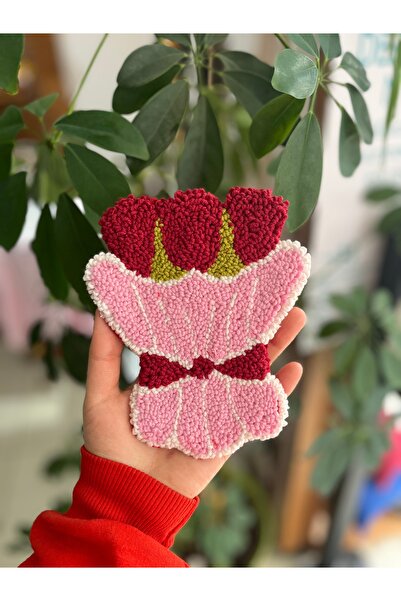 Sumicorn Design Çiçek Buketi Punch İşlemeli Kupa Bardak Altlığı,Sevgiliye,Anneye,Öğretmene Hediye