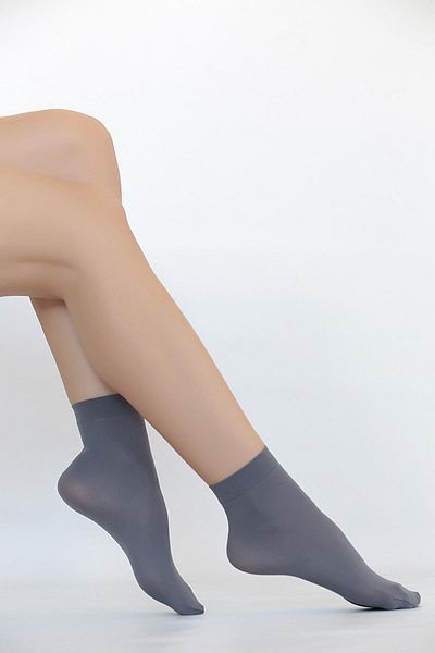 Daymod Γυναικείες κάλτσες γκρι Mycro 50 Opaque Medium Thick Socket 3 τεμαχίων