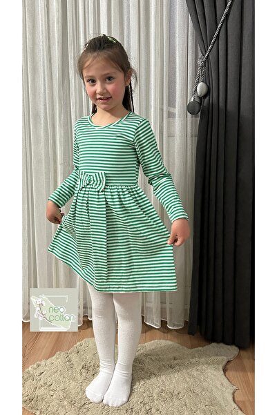 neocotton Kız Çocuk Uzun Kollu Penye Elbise