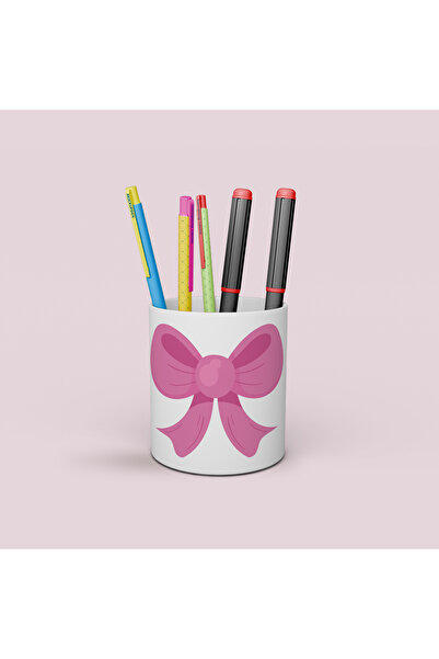 LIWOGY Pembe Fiyonk Baskılı Kalemlik / Kalemlik / Masa Üstü Kalemlik
