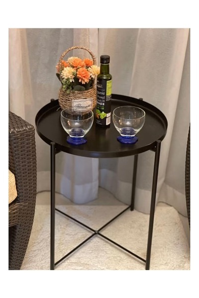 Primo Plus Black Round Steel Table 45x53x45cm