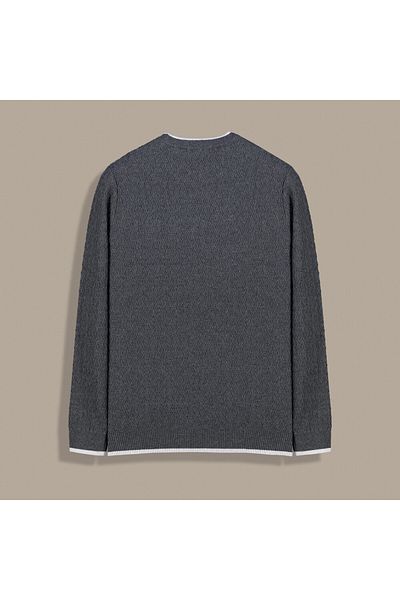 Sarar Pulover din tricot gri antracit cu model 0 guler