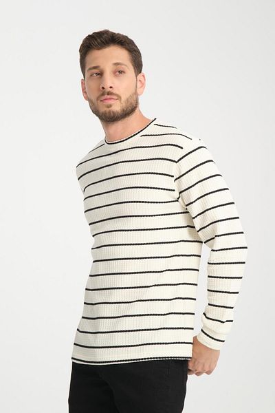 Store 100% Cotton Long Sleeve Striped Men's Sweatshirt