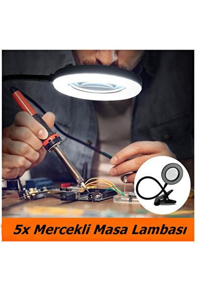 newnet Akrobat Hareketli 5x Büyüteçli Led Işıklı Masa Çalışma Lambası -Klips ...