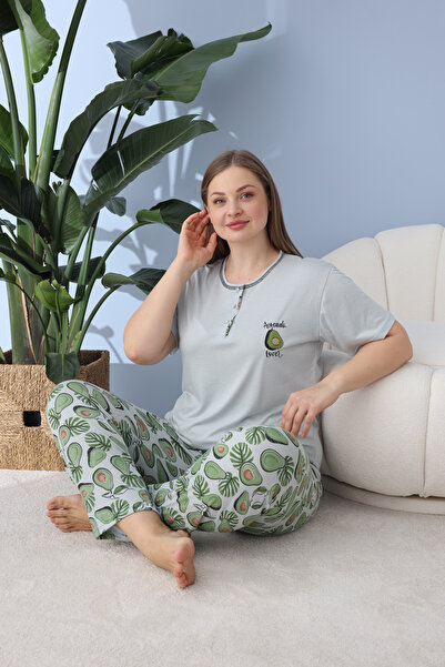 SEBOTEKS Women's 100% Cotton Short Sleeve Plus Size Women's Sleepwear Set 30200