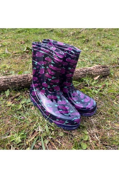 BOTMAX أحذية المطر النسائية الأرجوانية الزهرية