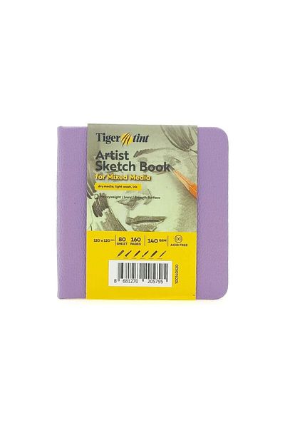hobi market art Lilac 80 Sheets Pastel - 140 Gr 12X12 cm Hard Cover Sketch Drawing Notebook