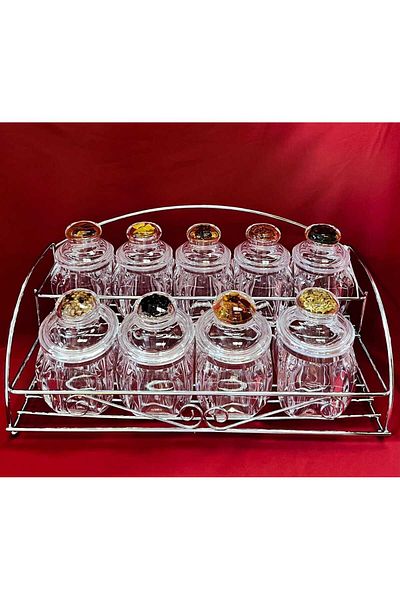 AR HOME 9 Piece Acrylic Spice Jar Set