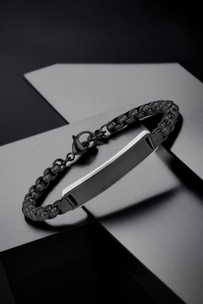 Daniel Klein 316L Original Stainless Steel Men's Bracelet Black with Silver Parrot Buckle