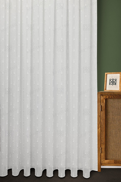 MARİTSA Scandinavian Series - Bohemian Helsa Patterned Linen/Cotton Floor Curtain, Ecru Tight Pleat(1X3)