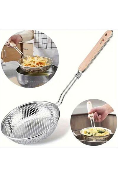 M3DECORİUM Stainless Steel - Potato, Pepper, Pumpkin and Pasta Perforated Strainer Colander Spoon Ladle