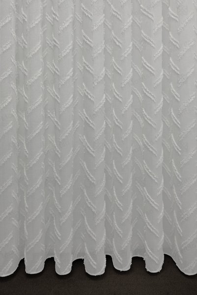 MARİTSA Tulle Curtain - Nordic Series Bohemian Bera Pattern Cotton Embroidery on Linen Ground Ecru Dense Pleats (1X3) Curtain