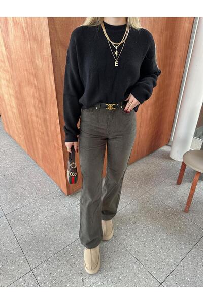CKBUTİK Haki Fitilli Kadife Pantolon ZR