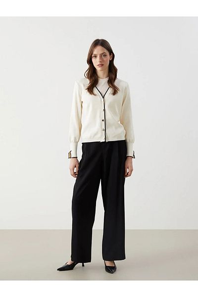 LC Waikiki Lcw Modest Black Loose Fit Wide Leg Women's Trousers