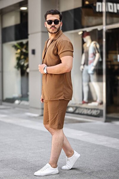 ROBERTO BORNOVA Chain Pattern Short Sleeve Shirt - Shorts Bottom Top Set