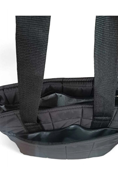 FHD BAGS Geantă de mână și de umăr pentru femei cu fermoar matlasat neagră