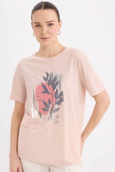 DeFacto Bedrucktes Kurzarm-T-Shirt mit normaler Passform und Rundhalsausschnitt E0917AX25SP